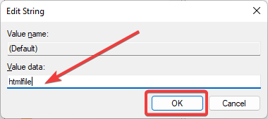 cambie el nombre del valor predeterminado si el navegador no funciona.
