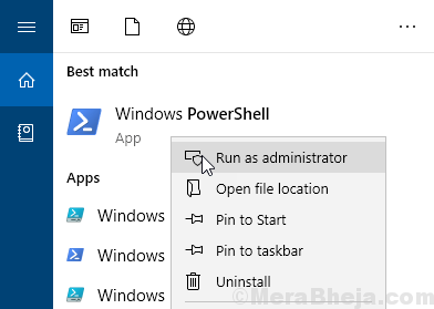 Powershell Rulați ca administrator