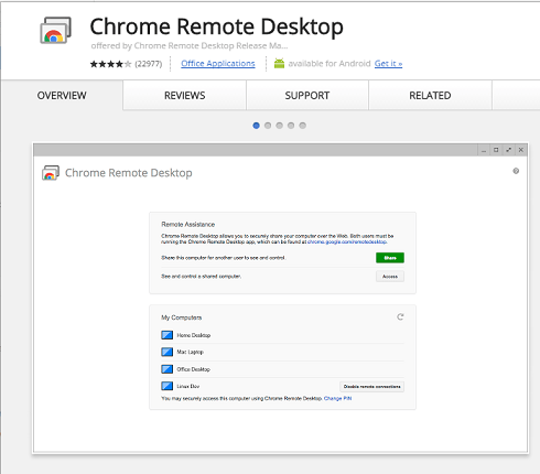споделяне на chrome-remote-desktop