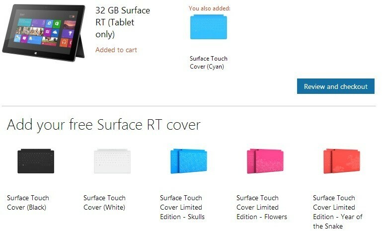 Surface RT 거래: 무료 터치 / 타입 커버로 더 저렴한 가격