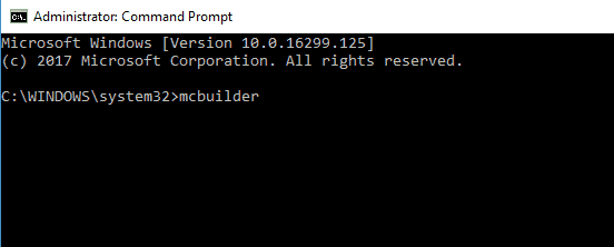wiersz polecenia mcbuilder Windows 10 usuń rejestr znaków wodnych