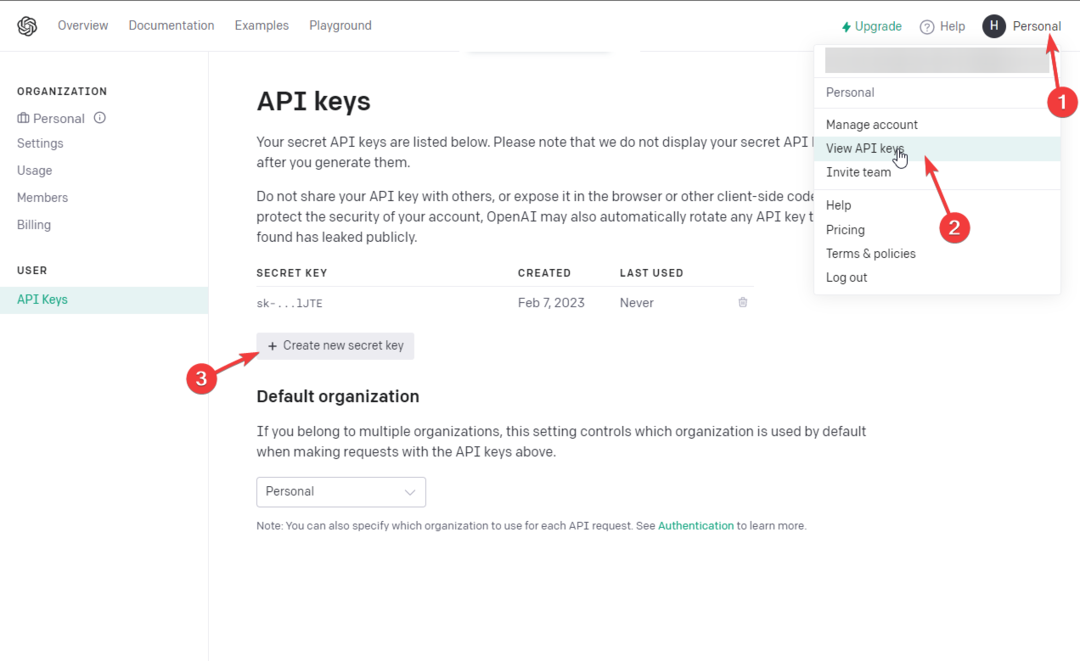Afficher les clés API