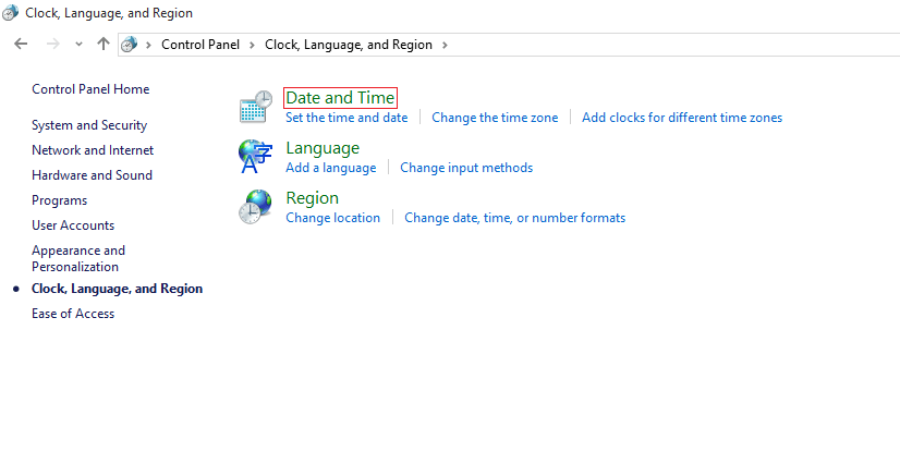 Ändern Sie die Uhreinstellung, um die Wochentage in Windows 10 anzuzeigen