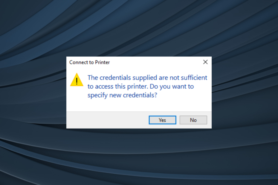 toimitetut tunnistetiedot eivät riitä tämän tulostinvirheen käyttämiseen Windows 11:ssä
