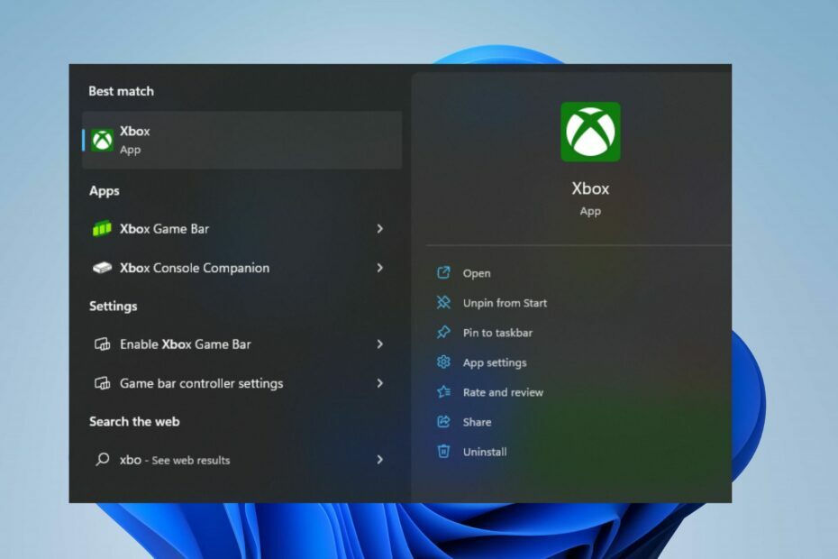 Xboxi rakendus jookseb kokku Windows 11-ga