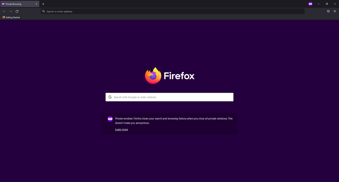 Navigazione privata di Firefox.