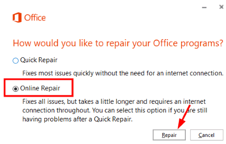 משרד תיקון 2 Outlook אינו מגיב