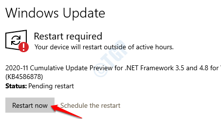 4 A Windows Update újraindítása most
