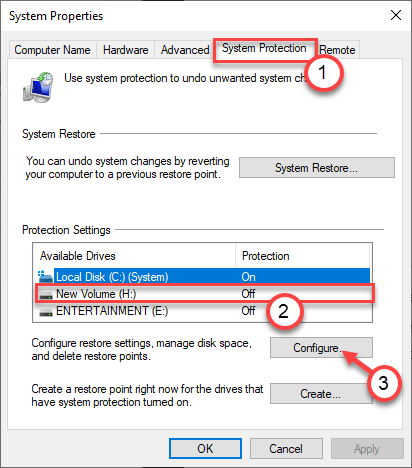 Mínimo de restauração da configuração do sistema