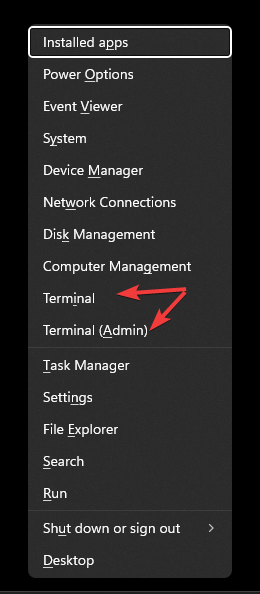 Pääte tai Terminal Admin avaa Windows 11 