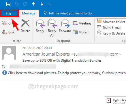 עבור אל קובץ הדוא" ל של אפליקציית Outlook 11zon