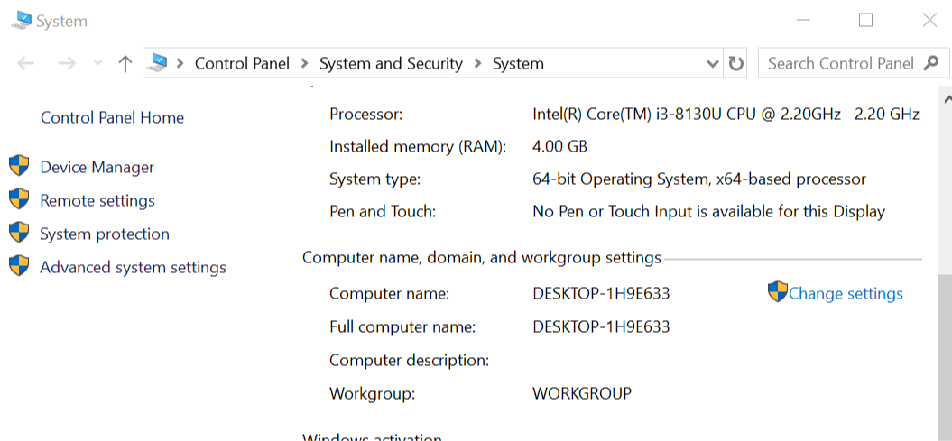 Sistema y seguridad - Unirse al dominio - Cambiar la configuración Unirse a la opción de dominio que falta Windows 10