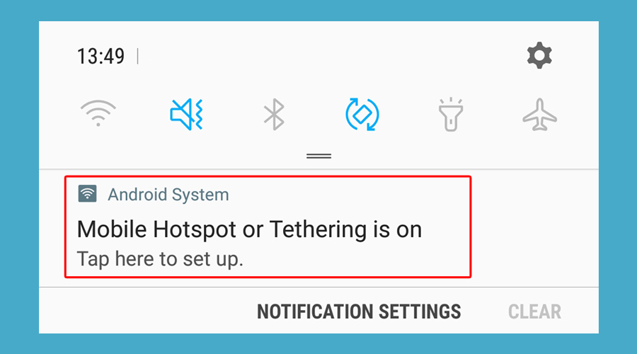 Android mostra la configurazione della notifica dell'hotspot mobile