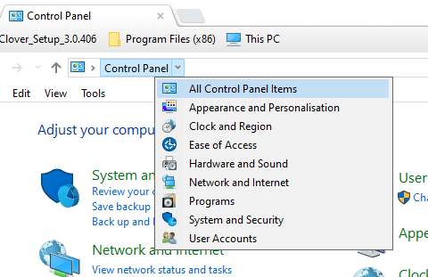 La configuración de todos los elementos del panel de control, la búsqueda del explorador de Windows no funciona