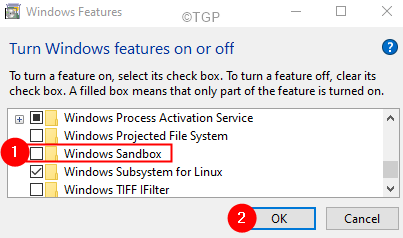 Atspējot Windows Sandbox