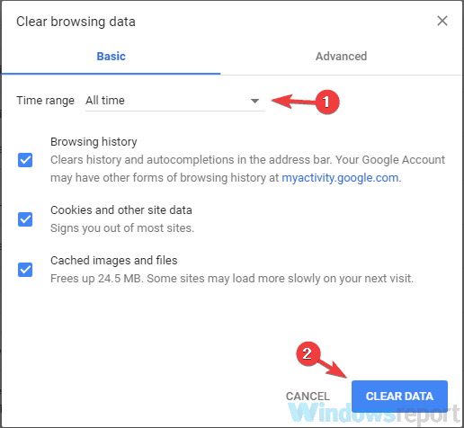 vymazat údaje o prohlížení Došlo k problému s připojením k Gmailu