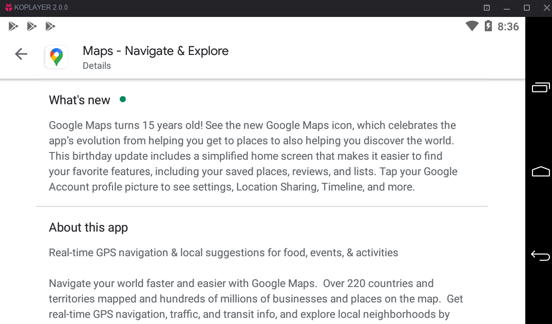 Χάρτες - Πλοήγηση & Εξερεύνηση σελίδα εφαρμογής Κατεβάστε τους Χάρτες Google για Windows 10