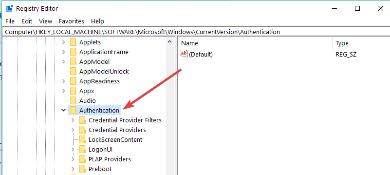 Windows-Authentifizierungs-Registrierungseditor
