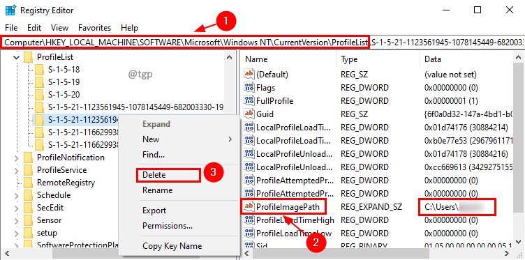 Min. Registrierung löschen