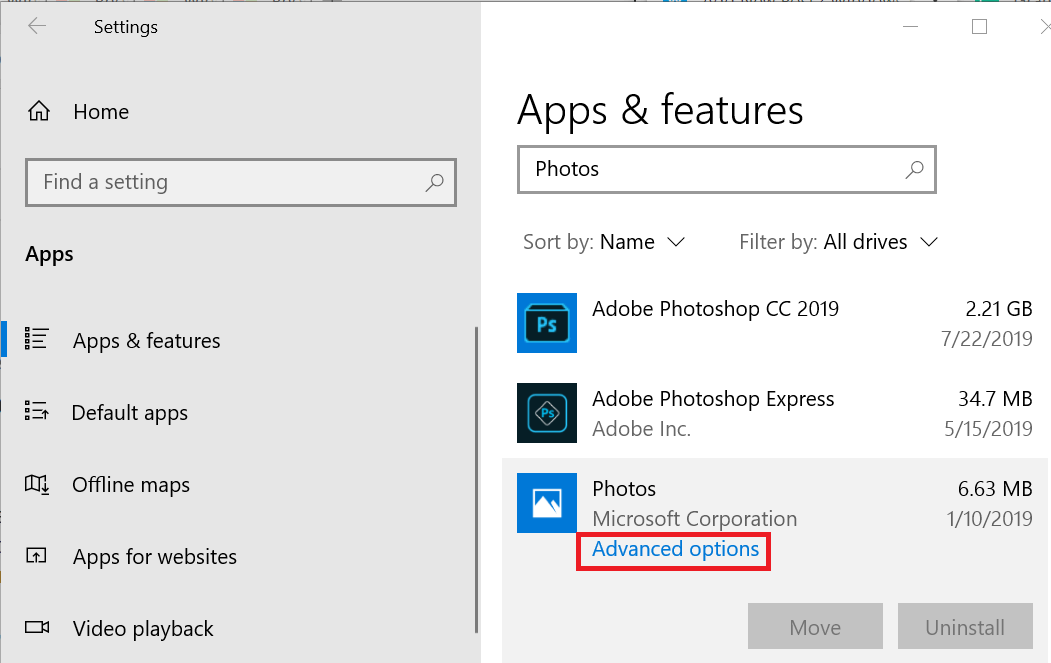 Izvoz videoposnetkov v aplikaciji Windows 10 Photos se je zataknil
