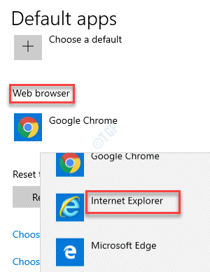 Nastavení aplikací Výchozí aplikace Webový prohlížeč Internet Explorer