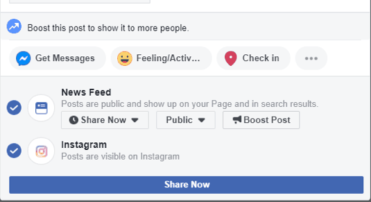 nový príspevok facebook zdieľať facebook príspevok na instagram