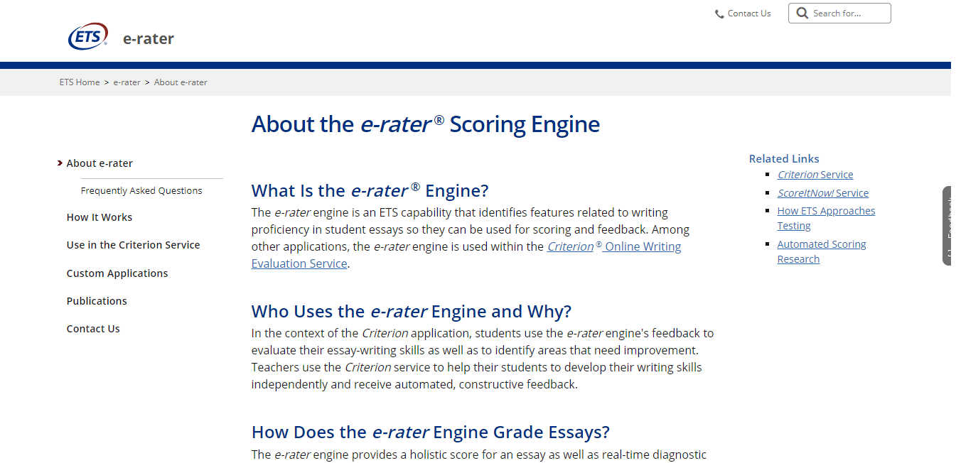 E-rater Scoring Engine - การจัดระดับเรียงความ