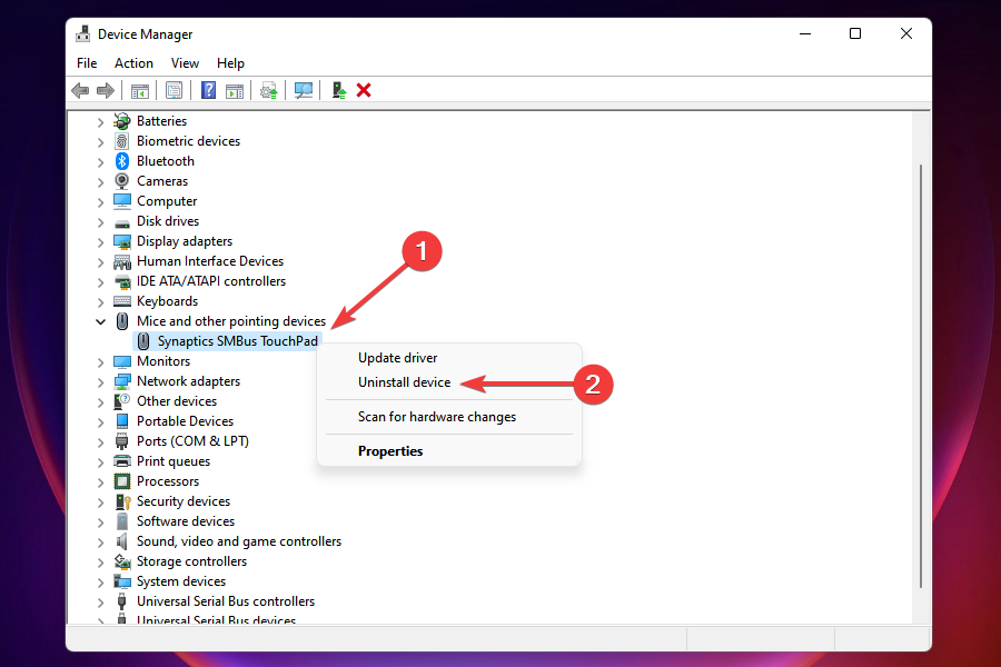 Windows 11'de çalışmayan fare ve klavyeyi düzeltmek için sürücüyü kaldırın