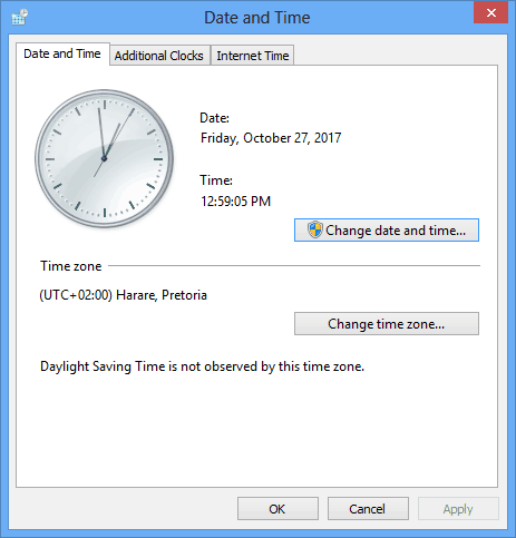 PC-kello on myöhässä päivämäärä- ja aika-asetuksista