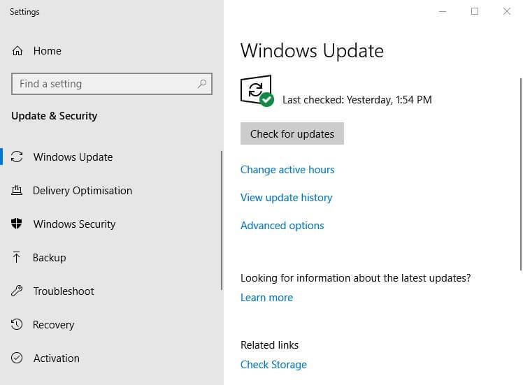 Controleren op updates windows 10