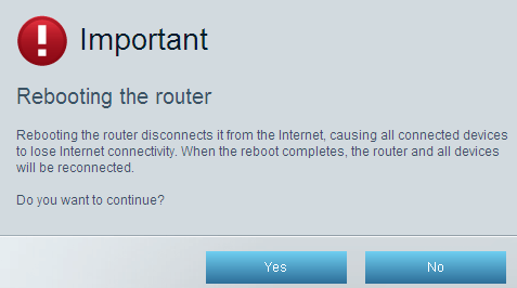 reboot router Linksys Anda
