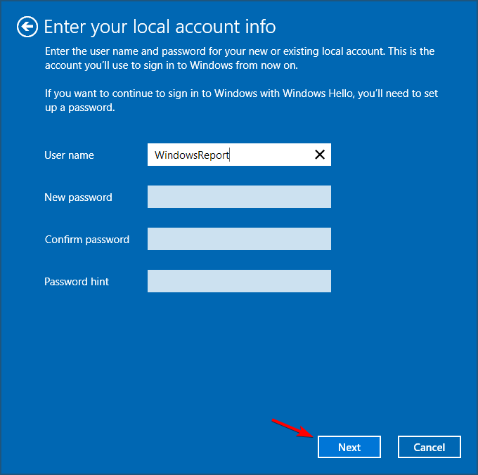 lisage kohalik konto Windows 11