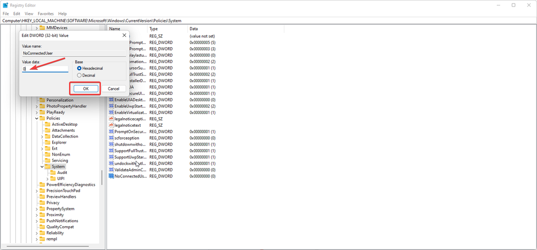 Windows 11 teema sünkroonimise puudumise parandamiseks määrake väärtuseks 0.