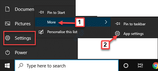 Configuración de inicio Haga clic con el botón derecho en Más configuraciones de la aplicación