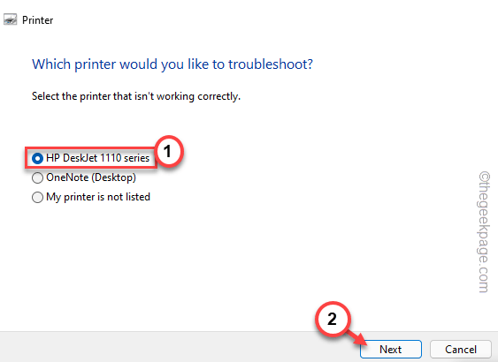 Välj Printer Next Min