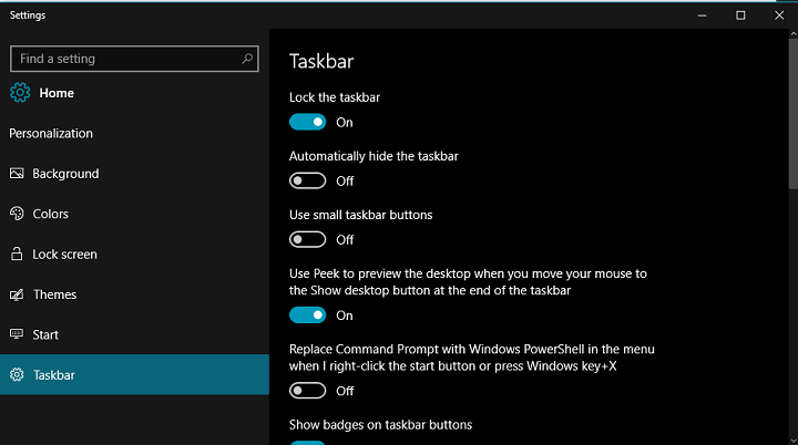 Taakbalkinstellingen verschijnen nu in de app Instellingen in Windows 10
