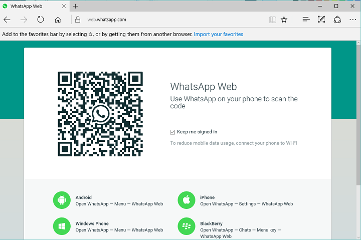 WhatsApp теперь доступен в Windows 10 на Microsoft Edge