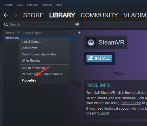 Propriedades de VR do Steam - as configurações de VR do Steam não funcionam