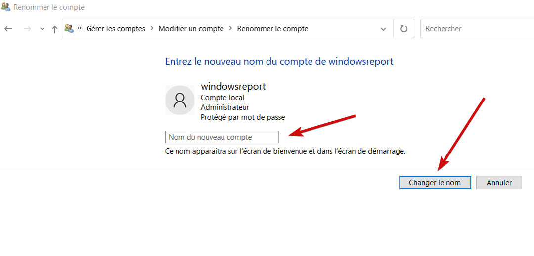 Changer de commentaire son nom utilisateur Windows 10 facilement