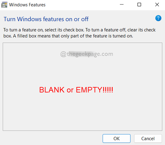 Tyhjä tai tyhjä Ota Windowsin ominaisuudet käyttöön tai poista ne käytöstä 11zon