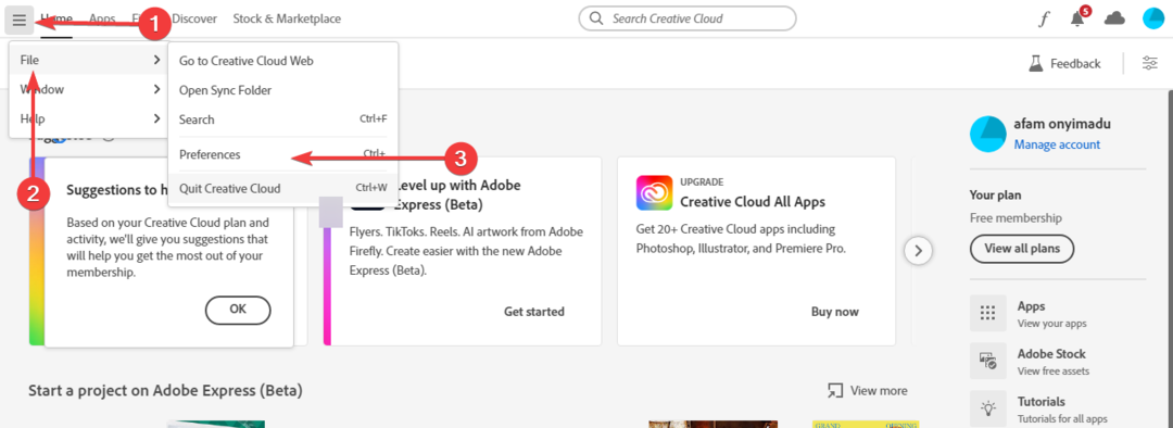 Adobe Creative cloud aiemmat versiot eivät näy