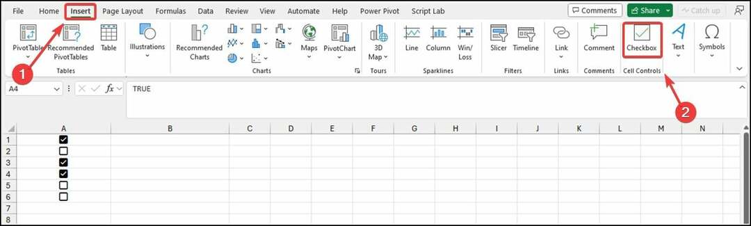 Kontrollkästchen in Excel einfügen