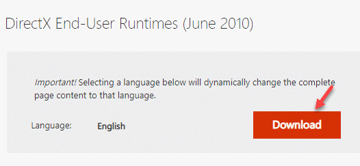 Download der Microsoft Directx-Endbenutzer-Runtime-Website