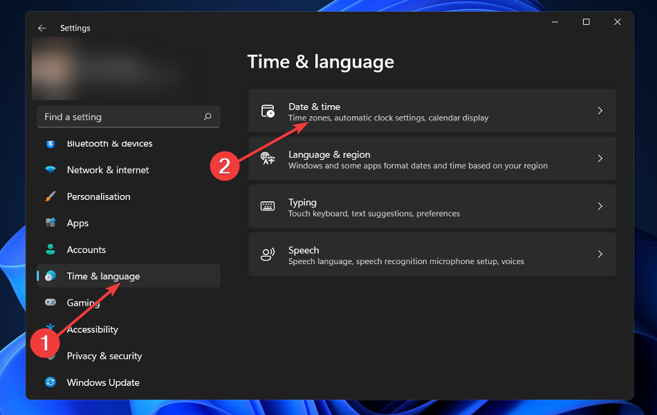 Час і мова Windows 11 знімок екрана не працює