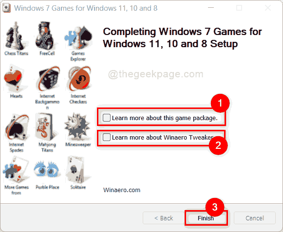 Tlačítko Dokončit Hry pro Windows 7 11zon