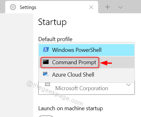 აირჩიეთ Cmd ნაგულისხმევი პროფილი Windows Terminal