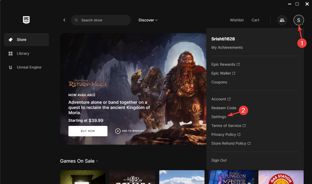 Seaded – Epic Games Launcher