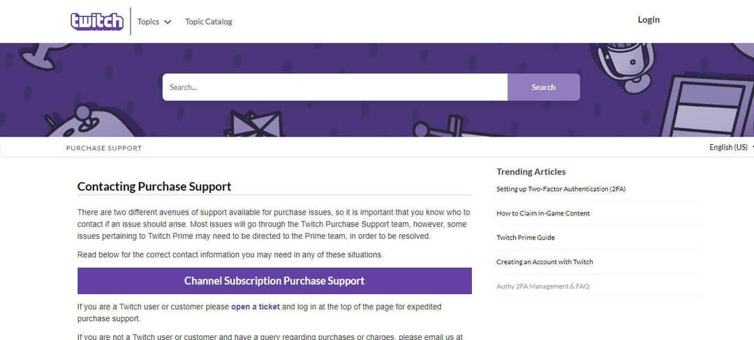 Υποστήριξη αγοράς Twitch - Το Twitch δεν είναι κατάλληλο για αυτήν την αγορά