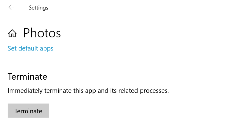 Nutraukti „Photos Apps“, kad išspręstumėte bandykite dar kartą atidaryti šį projektą