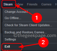 SteamアプリメニューExitMin